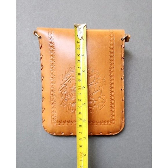 Tooled Costa Rica Coin Purse Passport Pouch Small Shoulder Leather Bag Souvenir - Picture 8 of 14